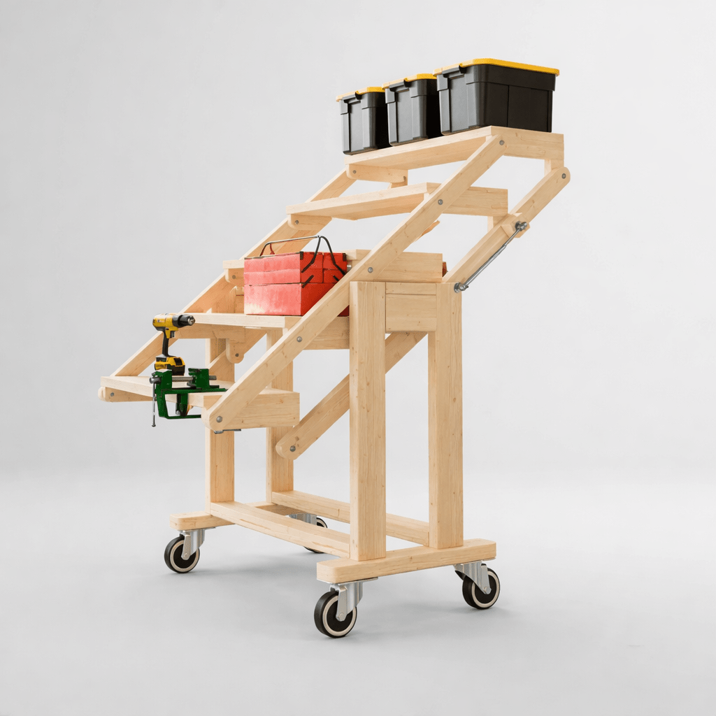 Transforming Shelf Workbench + Free 130+ Woodworking Plans Bundle - Digital Build Plans - Benji the WoodWorker