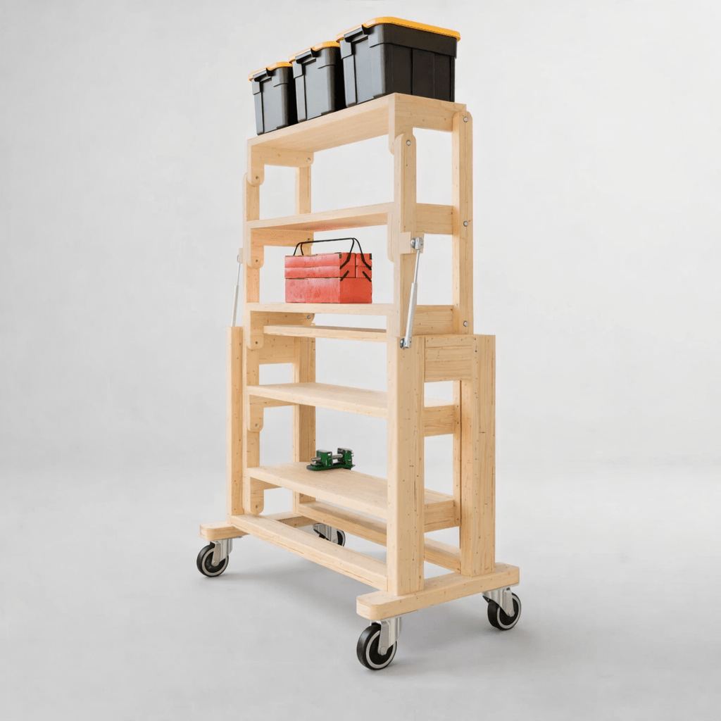 Transforming Shelf Workbench + Free 130+ Woodworking Plans Bundle - Digital Build Plans - Benji the WoodWorker